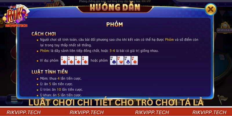 Luật chơi chi tiết cho trò chơi tá lả